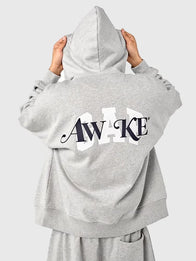 Gap x Awake NY Grey Hoodie Hoodie unisex detail view 2 | Dash Racegear — Gap × Awake NY 2026 grey zip-up hoodie, oversized fit and fleece comfort for everyday use.