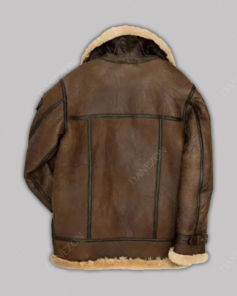 Mens B3 Aviator Leather Jacket Leather Jacket men detail view 4 | Dash Racegear — Mens Brown B3 Shearling Aviator Leather Jacket
