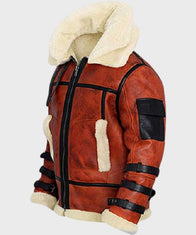 Mens Aviator B6 Sheepskin Leather Bomber Jacket Bomber Jacket men detail view 3 | Dash Racegear — Mens Aviator B6 Sheepskin Leather Bomber Jacket