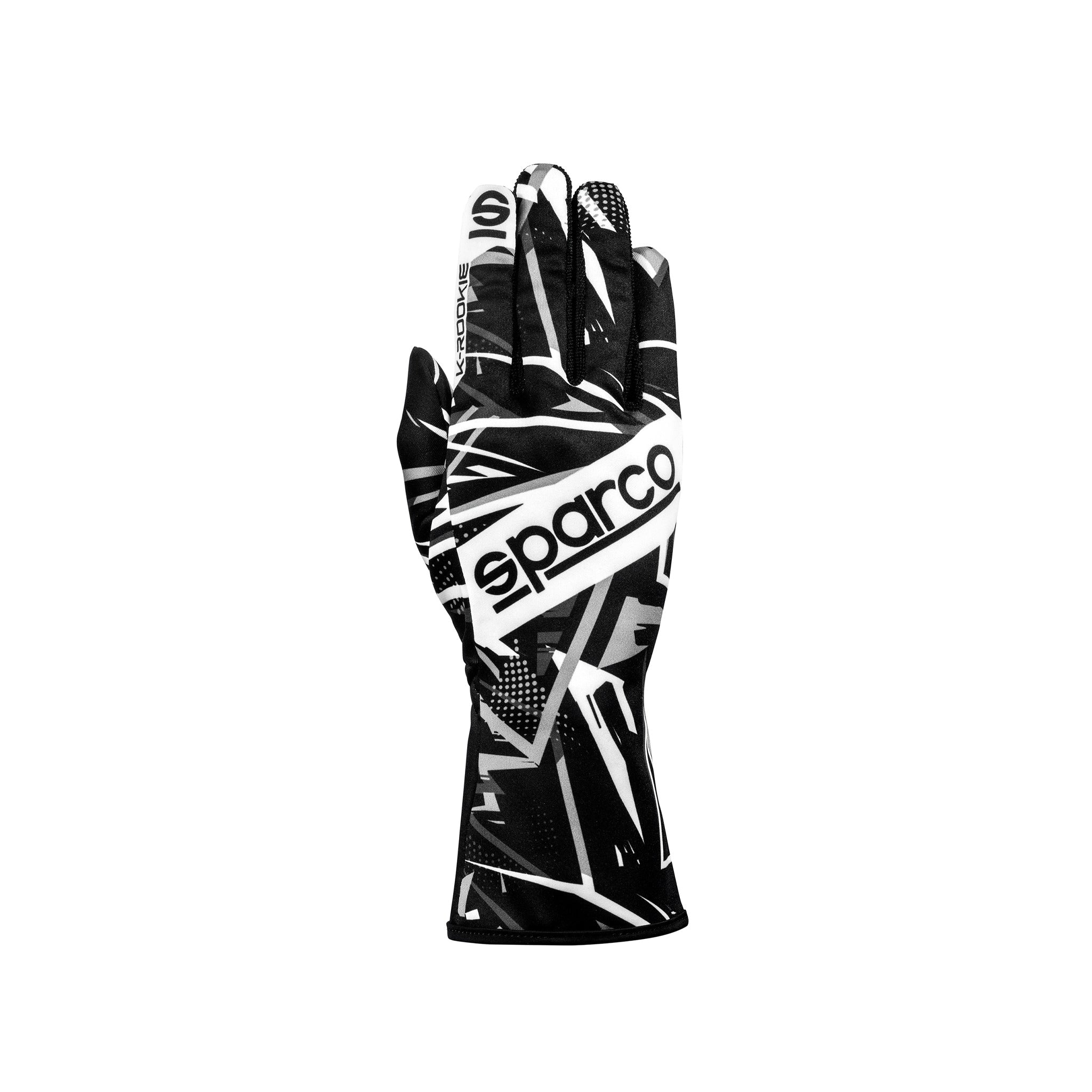 Gloves Sparco K-Rookie Black/White - front view | Dash Racegear
