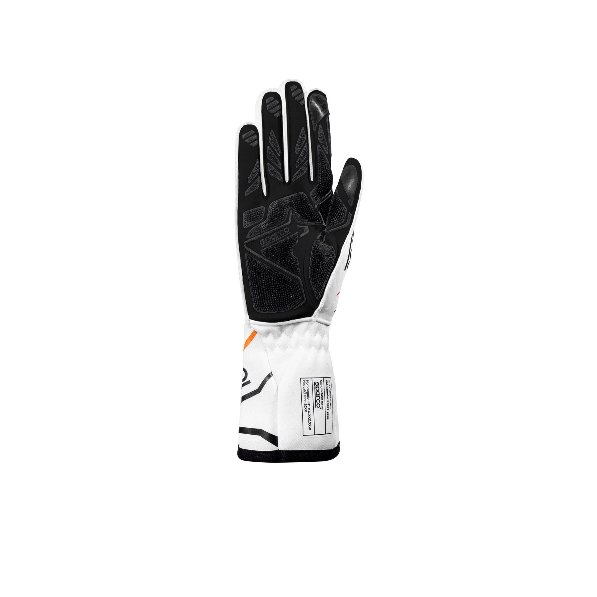 Gloves Sparco K-Tide + 8877-2022 White/Orange - rear view | Dash Racegear