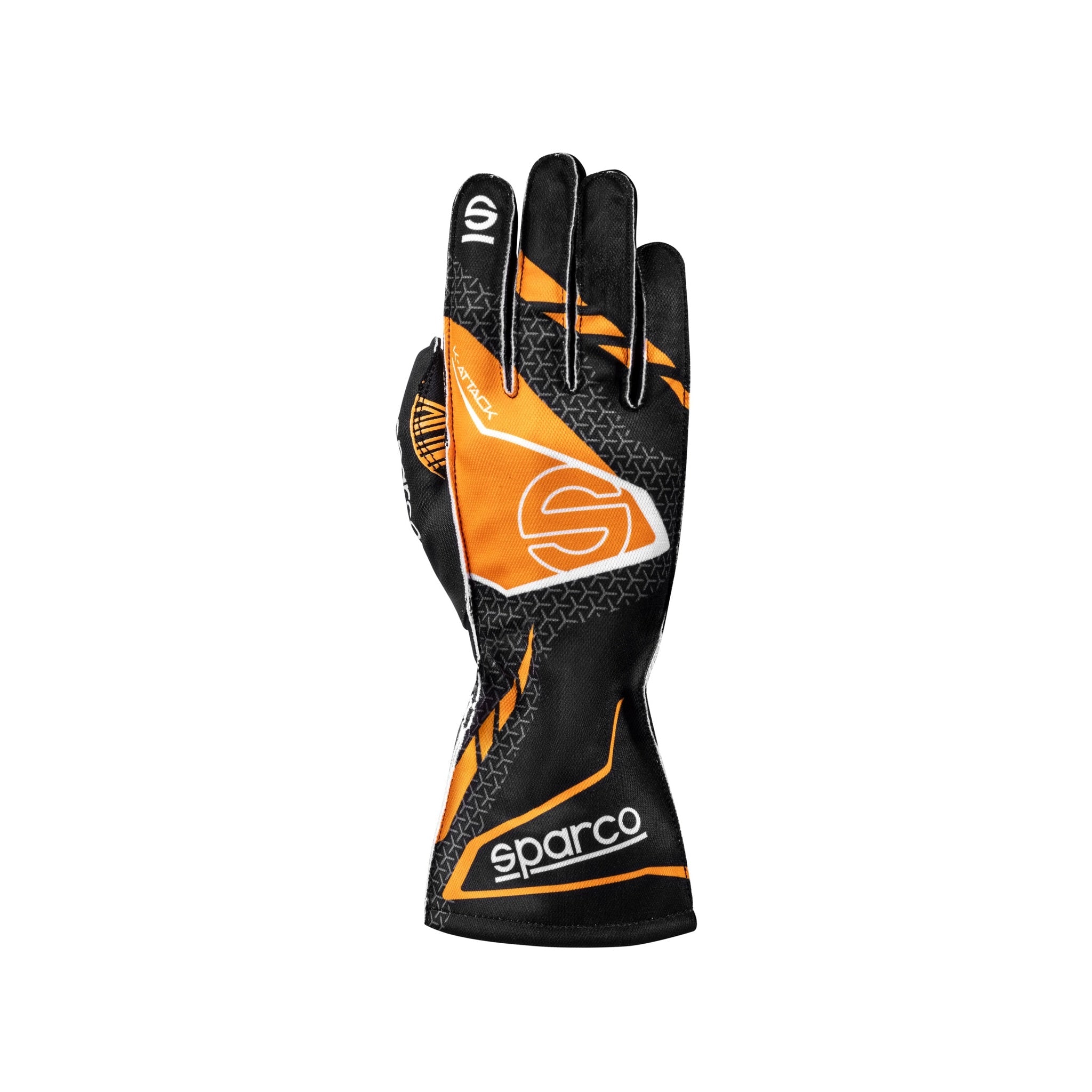 Gloves Sparco K-Attack Black/Orange - front view | Dash Racegear