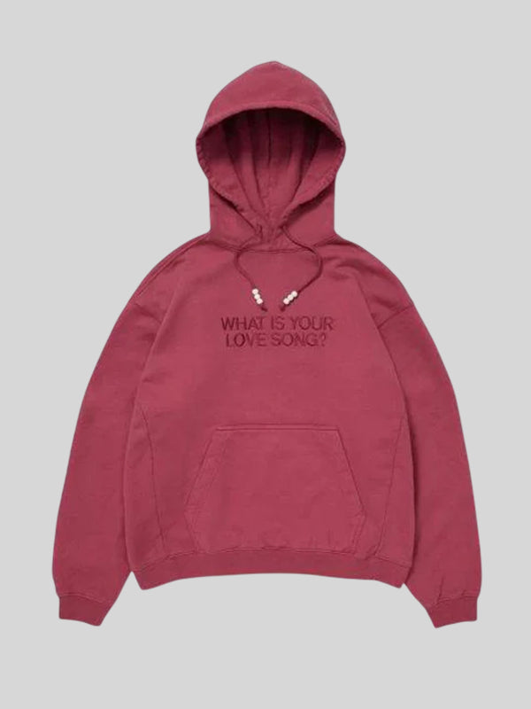 BTS Arirang What is Your Love Song Hoodie Hoodie unisex front product view | Dash Racegear — BTS Merch Arirang What Is Your Love Song maroon hoodie with relaxed fit for everyday comfort.