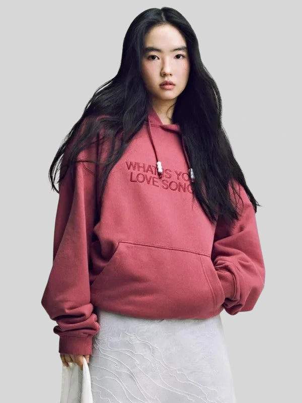 BTS Arirang What is Your Love Song Hoodie Hoodie unisex detail view 2 | Dash Racegear — Maroon BTS Arirang hoodie with What Is Your Love Song print, great for casual fan fashion.