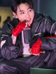 BTS World Tour Stanford Jungkook Nahmias Leather Jacket Leather Jacket unisex detail view 3 | Dash Racegear — BTS Stanford Concert leather jacket combining Nahmias design with Jungkook inspired fashion influence.