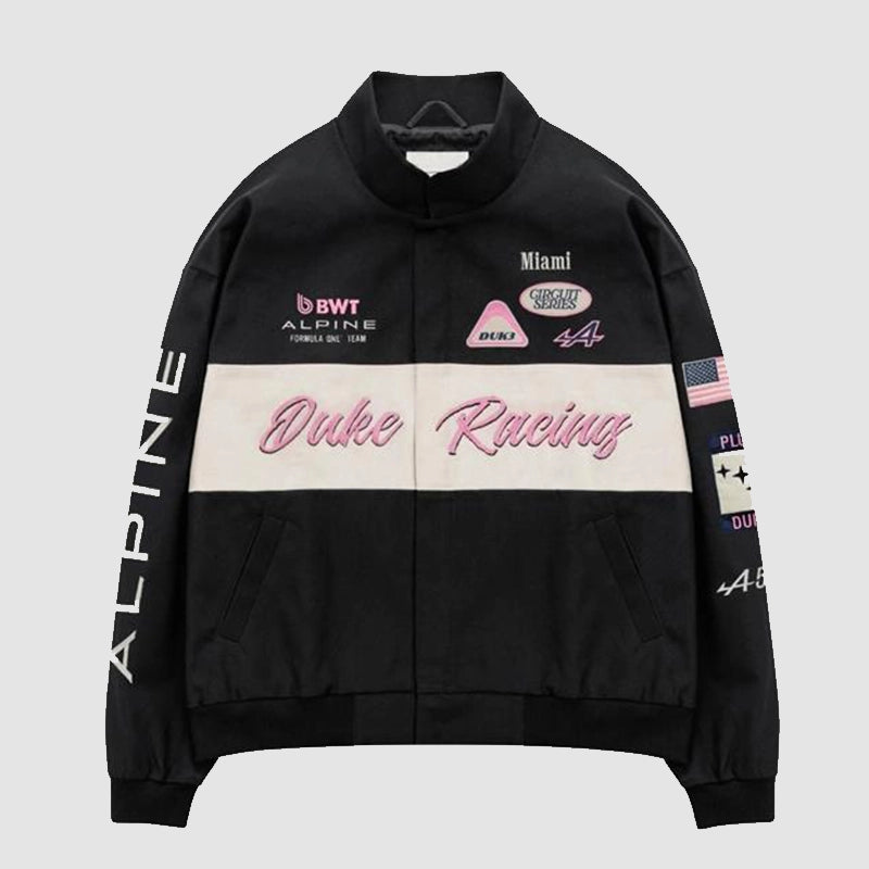 BWT Alpine Formula One Team x Duke x Dexter Racing Jacket Jacket unisex front product view | Dash Racegear — BWT Alpine Formula One Jacket – Duke x Dexter Motorsport Fashion