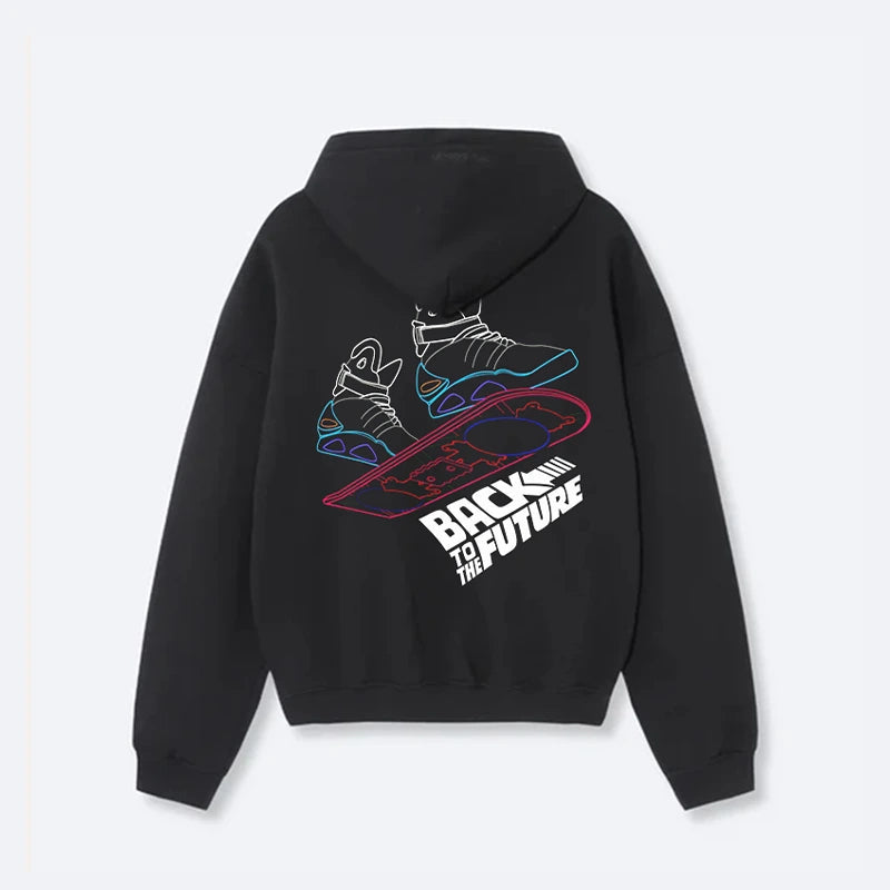 Dash Racegear Graphic Vibes Back To The Future Hoodie Hoodie unisex front product view | Dash Racegear — Dash Racegear Back To The Future Hoodie – Retro Sci-Fi Style