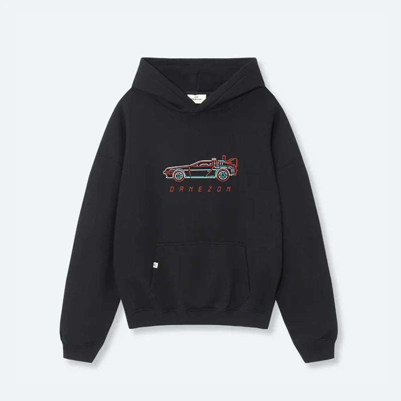 Dash Racegear Graphic Vibes Back To The Future Hoodie Hoodie unisex detail view 2 | Dash Racegear — Graphic Vibes Hoodie – Back To The Future-Inspired Fashion