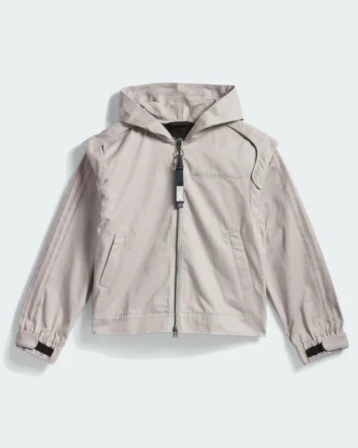 Bad Bunny Adidas Hoodie Hoodie unisex front product view | Dash Racegear — Adidas x Bad Bunny x Mercedes Racing Zip‑Up Hoodie in grey, with balaclava hood and racing flair for bold streetwear style.