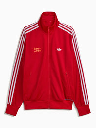 Adidas x Bad Bunny Barcelona Firebird Track Jacket Jacket unisex detail view 2 | Dash Racegear — Adidas x Bad Bunny DtMF Barcelona Tour Merch Firebird Track Jacket with retro sporty style and smooth finish.