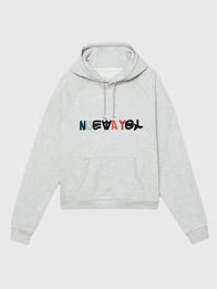Bad Bunny X Zara Benito Antonio NUEVAYoL Hoodie Hoodie unisex front product view | Dash Racegear — Bad Bunny x Zara Benito Antonio SS26 NUEVAYoL Patch Grey Hoodie with soft comfort and urban-inspired design.