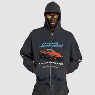 Balenciaga x Automobili Lamborghini Zip-up Hoodie Hoodie unisex detail view 3 | Dash Racegear — Lamborghini Inspired Balenciaga Zip Hoodie