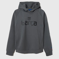 Barça Wordmark Logo Hoodie Hoodie unisex detail view 2 | Dash Racegear — Barça 2025 fleece hoodie in grey with wordmark logo front view.