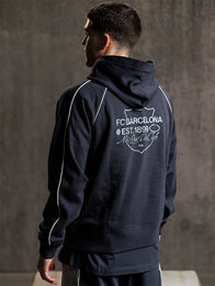 Barça Aftermatch Hoodie Hoodie unisex detail view 3 | Dash Racegear — Barça Aftermatch Collection grey hoodie with ribbed cuffs and casual fit for everyday team pride.