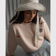 Barça Crew Essentials Sweatshirt Sweatshirt unisex front product view | Dash Racegear — Front view of Barca Essentials peach crewneck fleece sweatshirt.