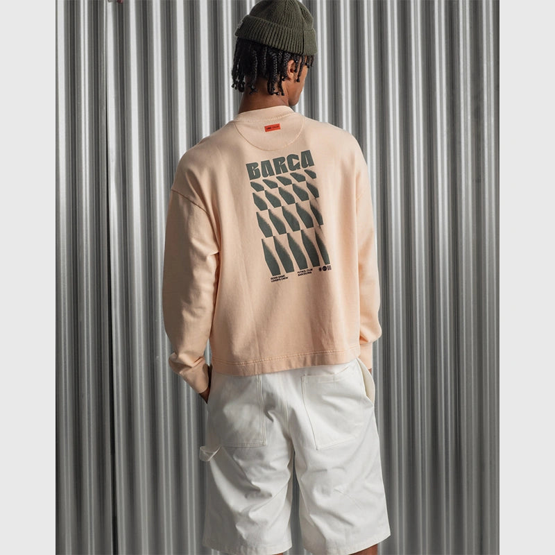 Barça Essentials Graphic Crew Sweatshirt Sweatshirt unisex detail view 2 | Dash Racegear — Graphic design fleece sweatshirt in peach from Barça Essentials.