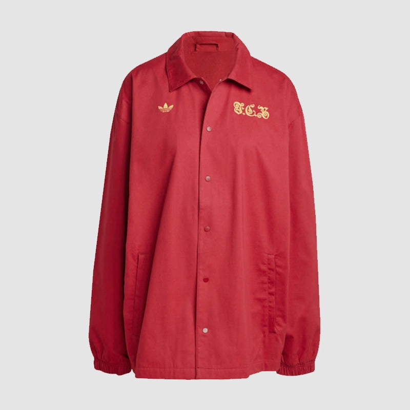 Adidas FC Bayern Anniversary 125 Coach Jacket Jacket unisex front product view | Dash Racegear — FC Bayern 125th Anniversary Jacket – Adidas Classic for Fans