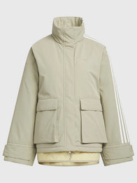 Adidas 3S Padded Jacket Jacket unisex front product view | Dash Racegear — Recreated Adidas premium 3-Stripes padded jacket in an oversized design suited for modern casual layering
