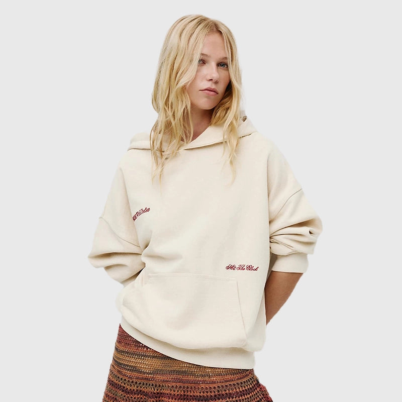 Pull and Bear Beige Hoodie Hoodie unisex front product view | Dash Racegear — Neutral Comfort – Pull and Bear Beige Hoodie