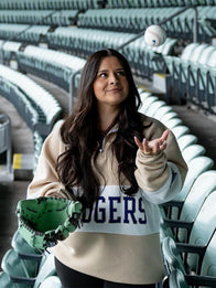 Dodgers Womens Night Quarter Zip Sweatshirt Sweatshirt unisex detail view 7 | Dash Racegear — LA Dodgers WAG women’s quarter zip sweatshirt beige, soft cozy fit for game-day and streetwear style.