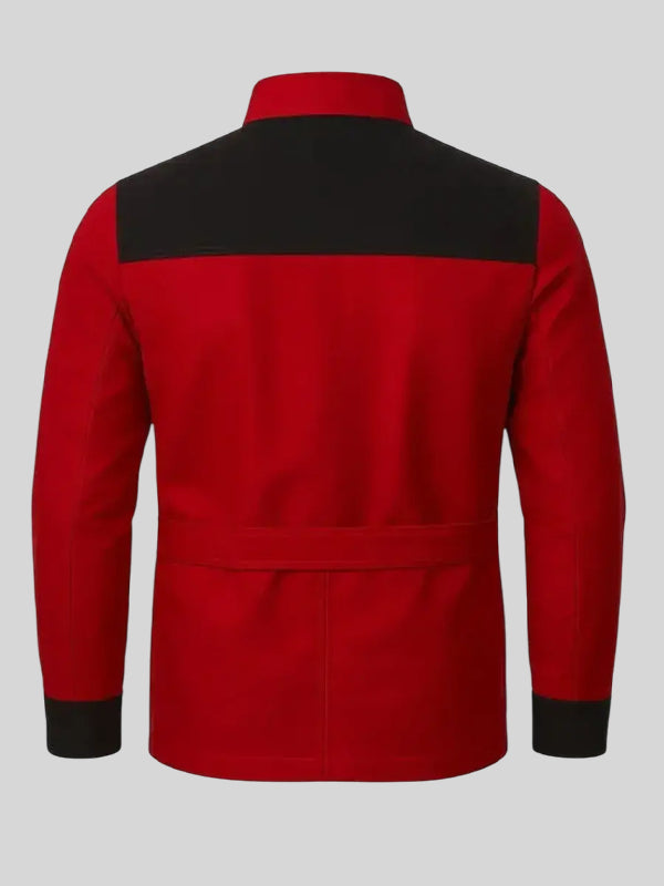 The Running Man 2025 Glen Powell Red Jacket Jacket unisex detail view 4 | Dash Racegear — Glen Powell Red Jacket from The Running Man 2025