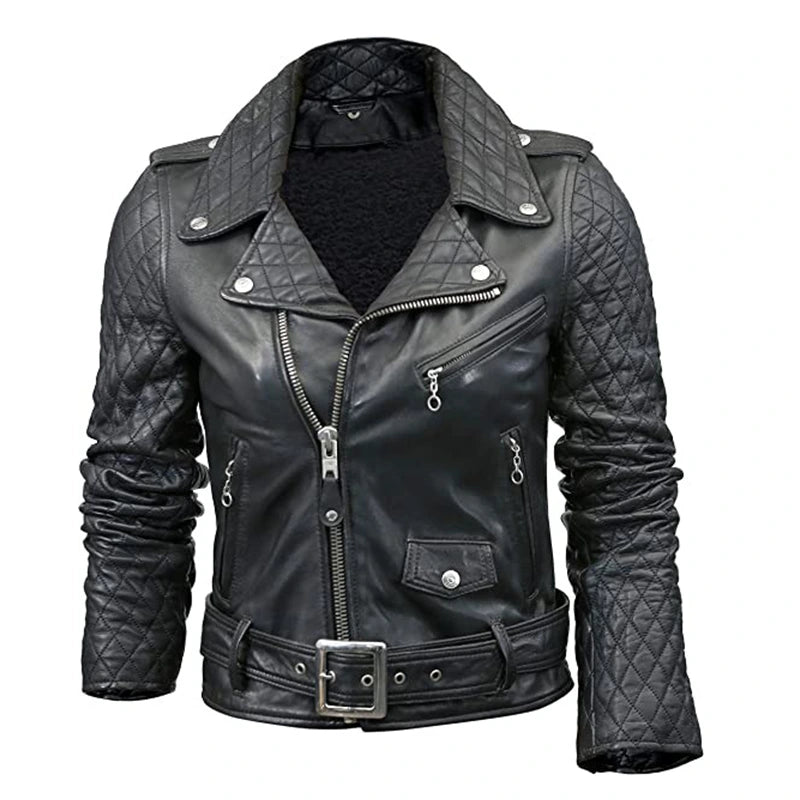 Women’s Biker Black Quilted Leather Jacket Leather Jacket women front product view | Dash Racegear — Women’s Biker Black Quilted Leather Jacket