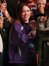 2026 Coachella Billie Eilish Jacket Jacket unisex detail view 2 | Dash Racegear — Coachella 2026 Billie Eilish purple jacket, fan-inspired design with bold pop-culture fashion vibe.