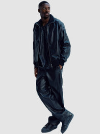 Adidas A-Type Leather Track Jacket Jacket unisex detail view 4 | Dash Racegear — Contemporary black leather jacket from Adidas A-Type 2026, blending athletic energy with a bold urban fashion feel.