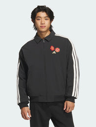 Adidas CNY 3 Stripes Woven Jacket Jacket unisex detail view 5 | Dash Racegear — Black woven fleece bomber jacket inspired by Adidas Chinese New Year 2026, recreated with iconic 3 Stripes detailing