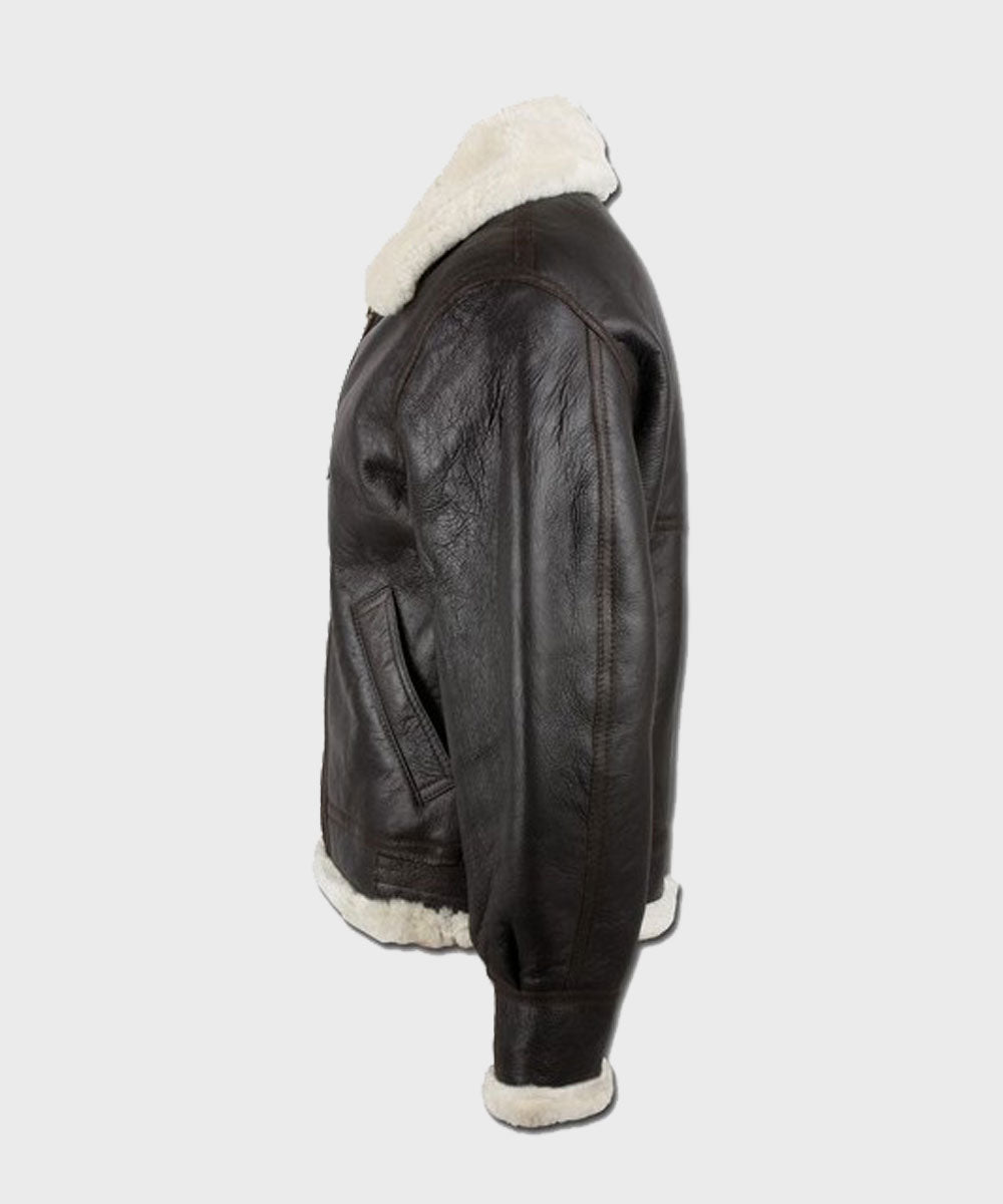 Mens Black Leather Aviator B3 Jacket Jacket men detail view 2 | Dash Racegear — Mens B3 Black Leather Aviator Jacket