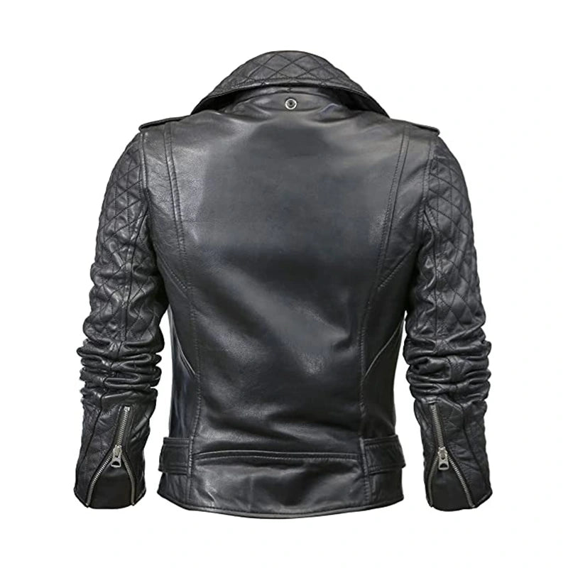 Women’s Biker Black Quilted Leather Jacket Leather Jacket women detail view 2 | Dash Racegear — Biker Black Quailed Leather Jacket