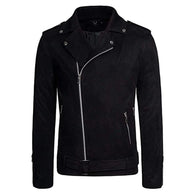 Mens Black Biker Suede Leather Jacket Leather Jacket men front product view | Dash Racegear — Mens Black Biker Suede Leather Jacket