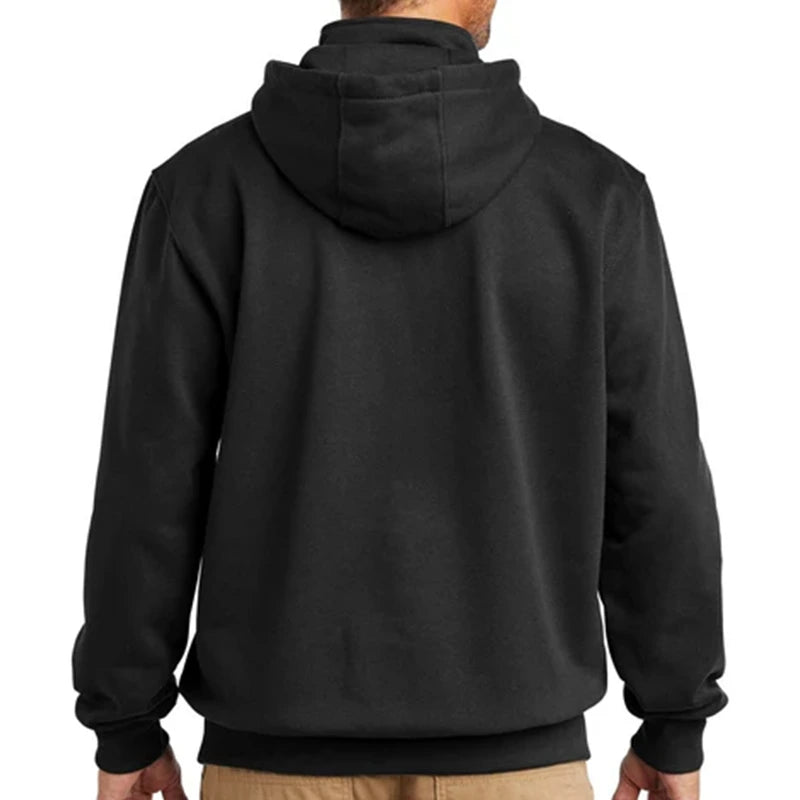 Carhartt Paxton Heavyweight Hoodie Hoodie unisex detail view 6 | Dash Racegear — Carhartt Defender Paxton Hoodie back view in black, displaying its clean, solid-colored fleece.