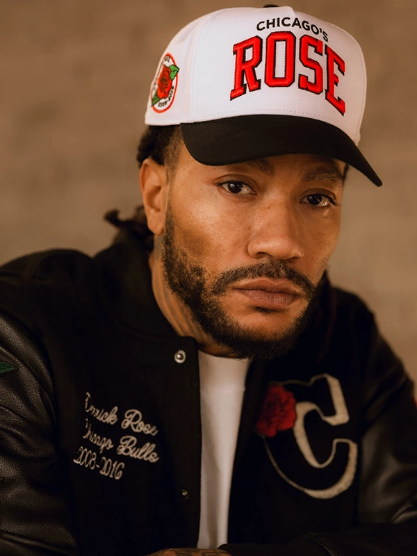 Derrick Rose Chicago Bulls Retirement Letterman Jacket Jacket unisex detail view 3 | Dash Racegear — Derrick Rose Chicago Bulls Black Retirement Letterman Full-Snap Jacket, warm and stylish, perfect for game-day pride.