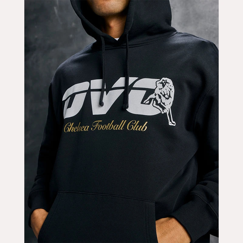 OVO x Chelsea FC Black Hoodie Hoodie unisex detail view 3 | Dash Racegear — Black hoodie from exclusive OVO x Chelsea FC collection