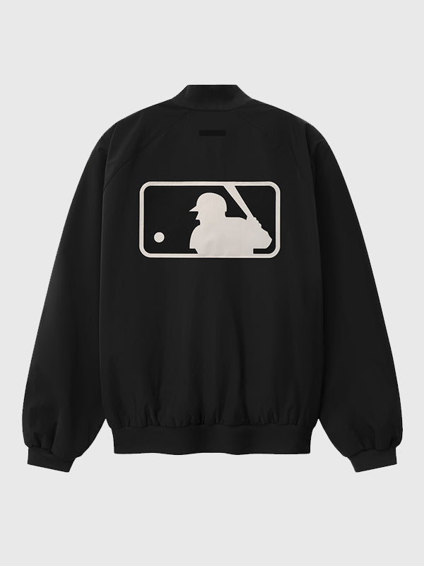 Fear of God x MLB Full-Zip Bomber Jacket Bomber Jacket unisex detail view 2 | Dash Racegear — Fear of God x MLB black full-zip bomber jacket blending modern minimalism with versatile everyday comfort.