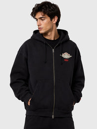 Levi’s x Jordan Full-Zip Hoodie Hoodie unisex detail view 5 | Dash Racegear — Unisex Levi's x Jordan Black Hoodie with front zip opening, adjustable hood, and signature crossover branding