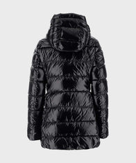 Black Mid-Length Puffer Coat Coat unisex detail view 2 | Dash Racegear — Black Puffer Mid-Length Coat with Hood