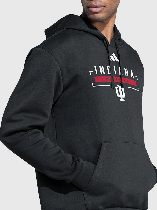 Indiana Hoosiers Fleece Hoodie Hoodie unisex detail view 4 | Dash Racegear — Unisex Indiana Hoosiers fleece hoodie in black blending classic campus style with everyday comfort.