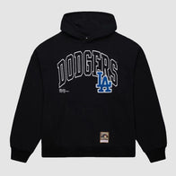 Black Los Angeles Dodgers Logo Over Pullover Hoodie Hoodie unisex front product view | Dash Racegear — Los Angeles Dodgers classic logo hoodie – black pullover style