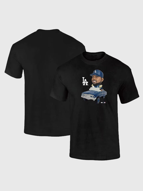 World Series Champions Dodgers x Ice Cube T-Shirt Shirt unisex front product view | Dash Racegear — Unisex black T-shirt featuring Los Angeles Dodgers x Ice Cube World Series Champions 2026 design with a bold streetwear-inspired graphic.