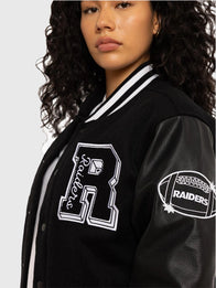 Los Angeles Raiders World Champs Varsity Jacket Varsity Jacket unisex detail view 3 | Dash Racegear — Mitchell & Ness Los Angeles Raiders World Champs varsity jacket blending classic sports heritage with premium everyday wearability.