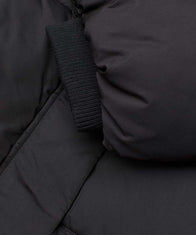 Black Mid-Length Puffer Hooded Coat Coat unisex detail view 2 | Dash Racegear — Mid-Length Black Hooded Puffer Coat