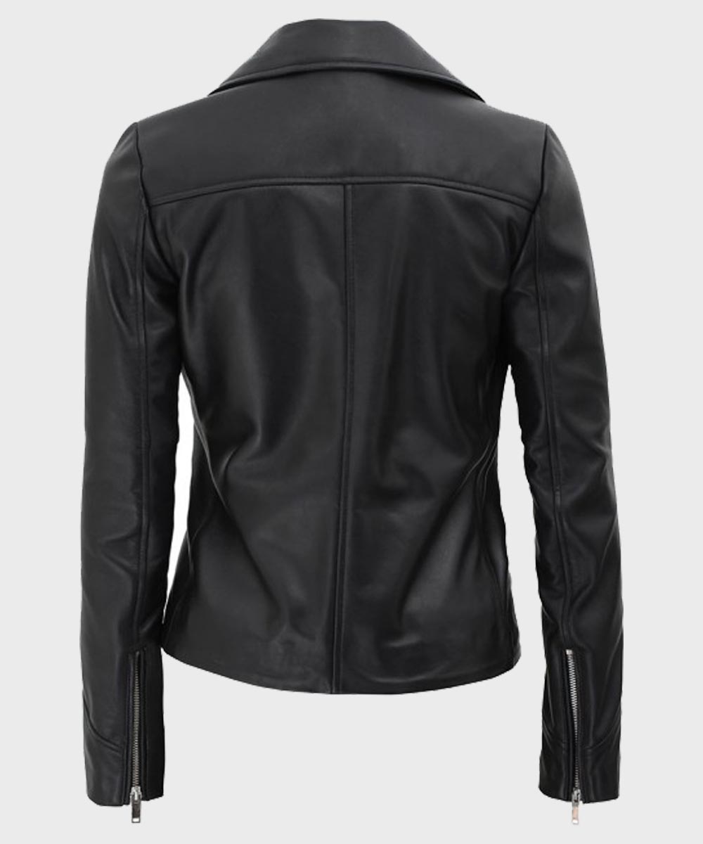 Kinzie Black Motorcycle Leather Jacket Leather Jacket unisex detail view 3 | Dash Racegear — Womens Motorcycle Leather Black Jacket