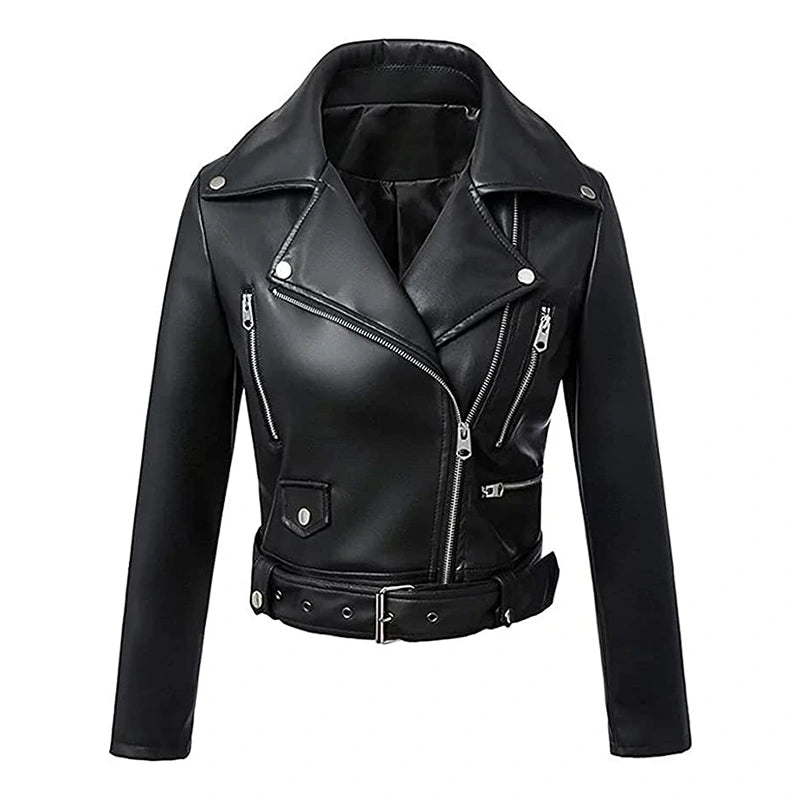 Diane Black Motorcycle Leather Jacket Leather Jacket unisex front product view | Dash Racegear — Black Motorcycle Leather Jacket