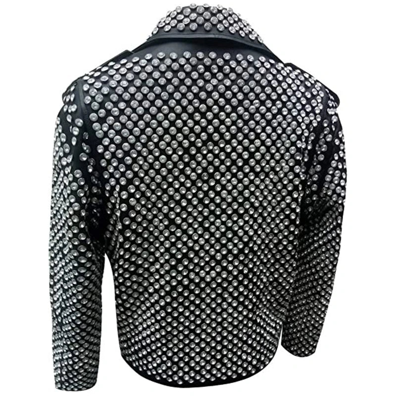 Eric Black Motorcycle Studded Leather Jacket Leather Jacket unisex detail view 2 | Dash Racegear — Motorcycle Black Studded Leather Jacket