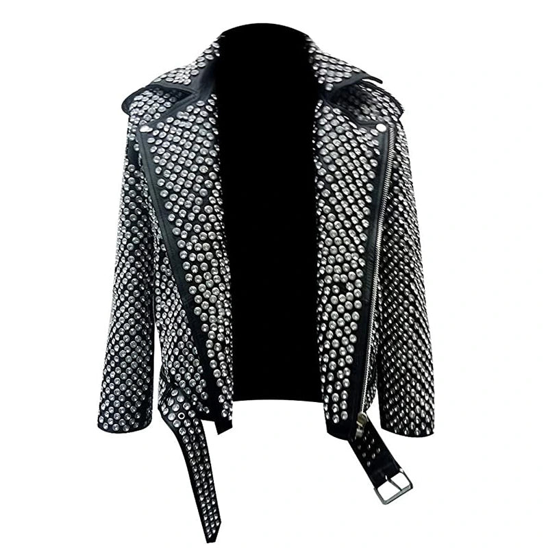 Eric Black Motorcycle Studded Leather Jacket Leather Jacket unisex detail view 3 | Dash Racegear — Motorcycle Studded Black Leather Jacket