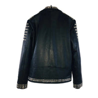 Douglas Black Studded Leather Jacket Leather Jacket unisex detail view 2 | Dash Racegear — Men Studded Black Leather Jacket