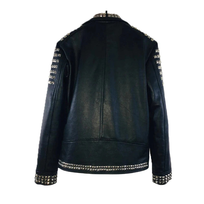 Douglas Black Studded Leather Jacket Leather Jacket unisex detail view 2 | Dash Racegear — Men Studded Black Leather Jacket