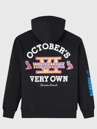 OVO x WWE Wrestlemania VI Hoodie Hoodie unisex detail view 2 | Dash Racegear — 2026 OVO WWE WrestleMania VI black hoodie, full-zip casual wear with bold wrestling street style.